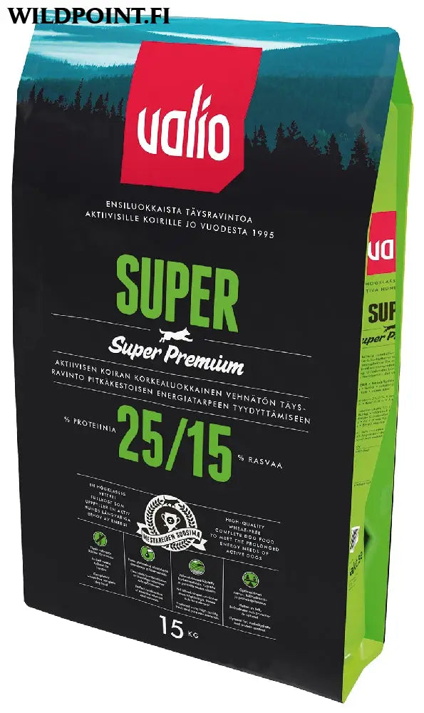 15kg valio super 25/15 - koiranruoka valio aikuisille koirille retkeilyvarusteet verkkokaupasta 37,90 €