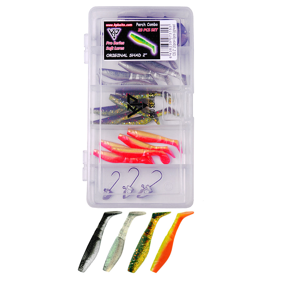 K.P Original Shad 2" lajitelma 20kpl + 3 jigipäätä