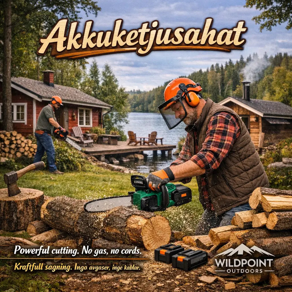 Akkuketjusahat Wildpoint Outdoors verkkokaupasta edullisesti