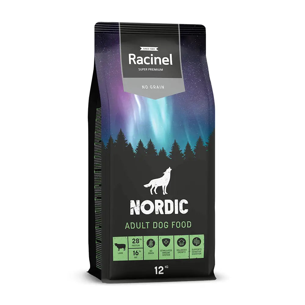 12 kg racinel nordic adult chicken with lamb - retkeilyvarusteet verkkokaupasta 58,90 €