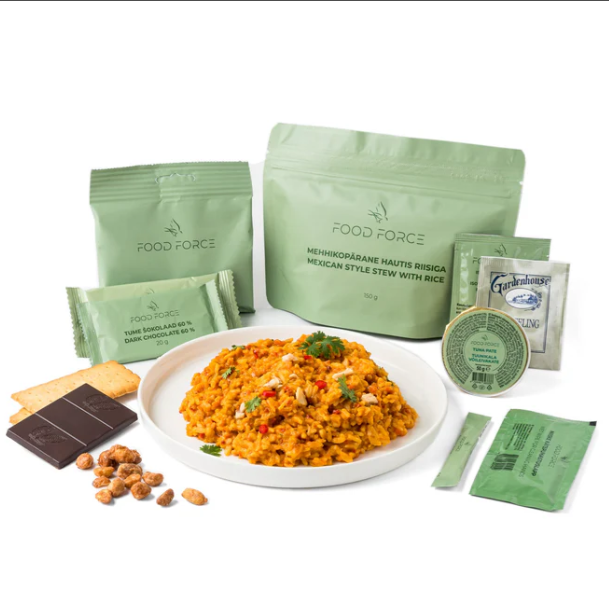 Food Force Meksikolainen muhennos riisillä MRE ateriapaketti