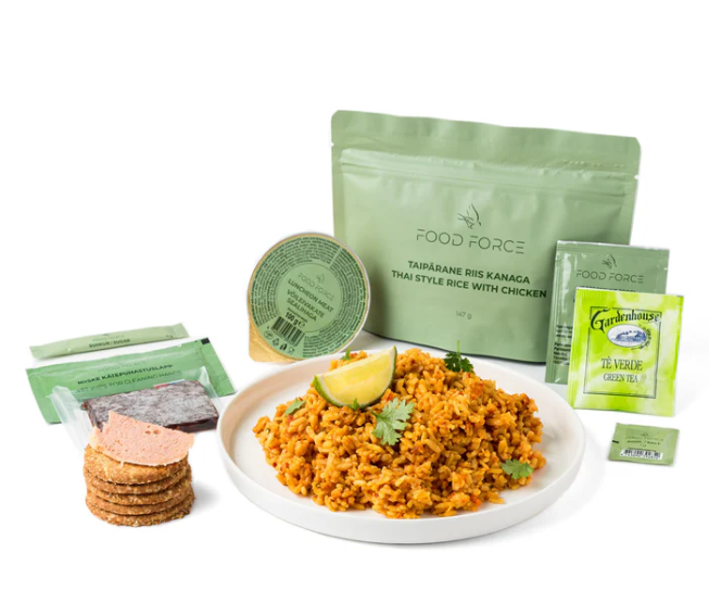 Food Force Thai-riisiä kanalla MRE ateriapaketti