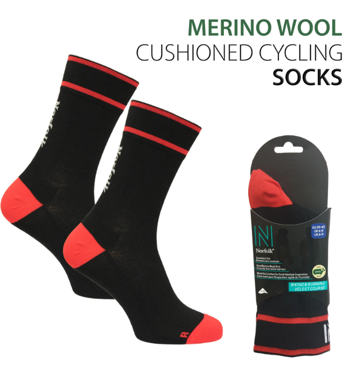 Norfolk Adam merinovilla pyöräilysukat 2PR