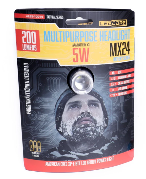 Ledcore MX24 5W paristokäyttöinen otsavalo