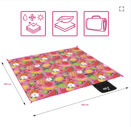 Picnic huopa "Fruit" 200x200 cm NC2223 NILS CAMP