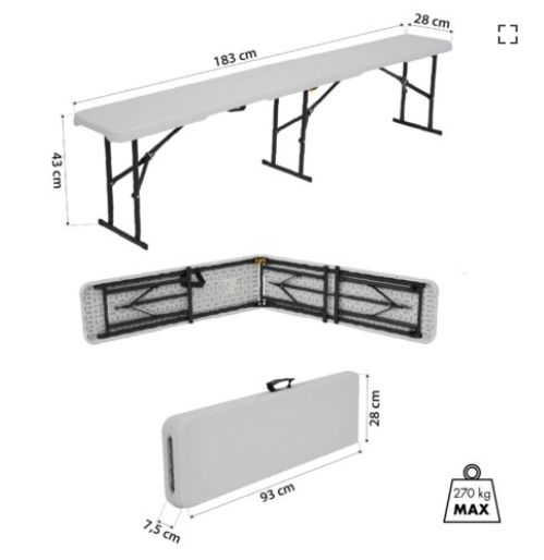 Taitettava puutarhapenkki 180cm NC3404 NILS CAMP