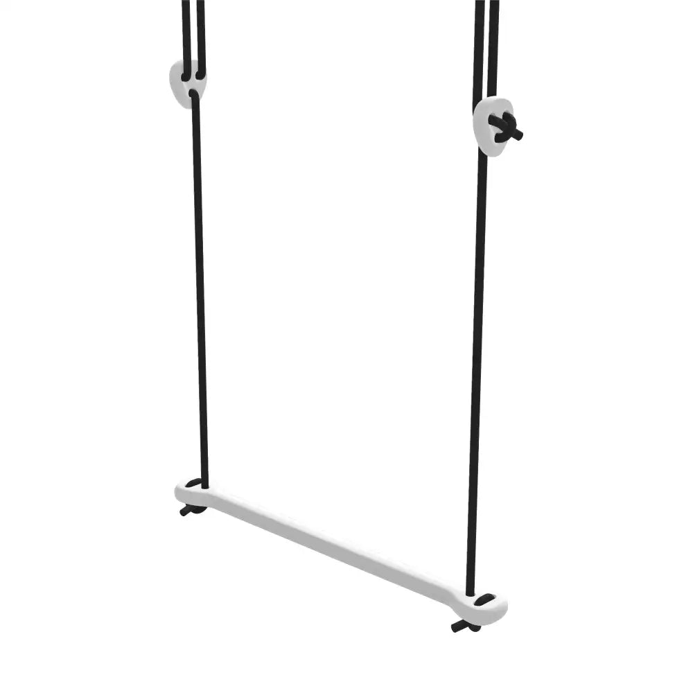 White rope swing bone birch black with black cords and sleek minimalist design for indoor or outdoor use