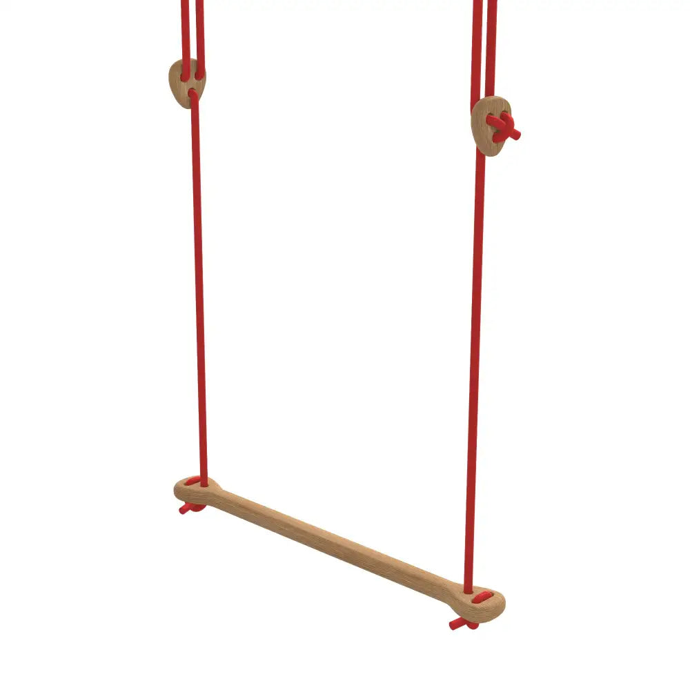 Punainen köysiswing with light oak seat and matching wooden end caps from bone oak red collection