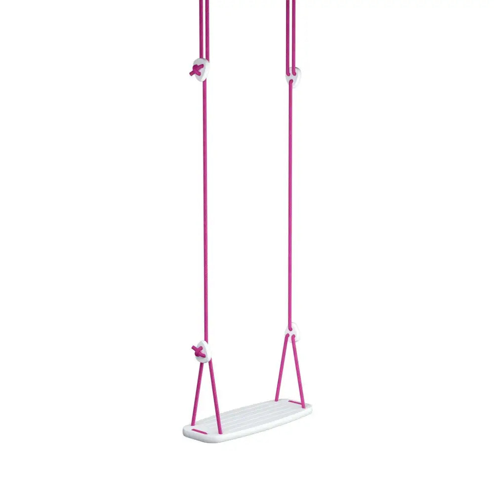 Classic birch fuchsia lasten keinu muovilla istuimella ja köysiripustuksella vaaleanpunainen ja valkoinen