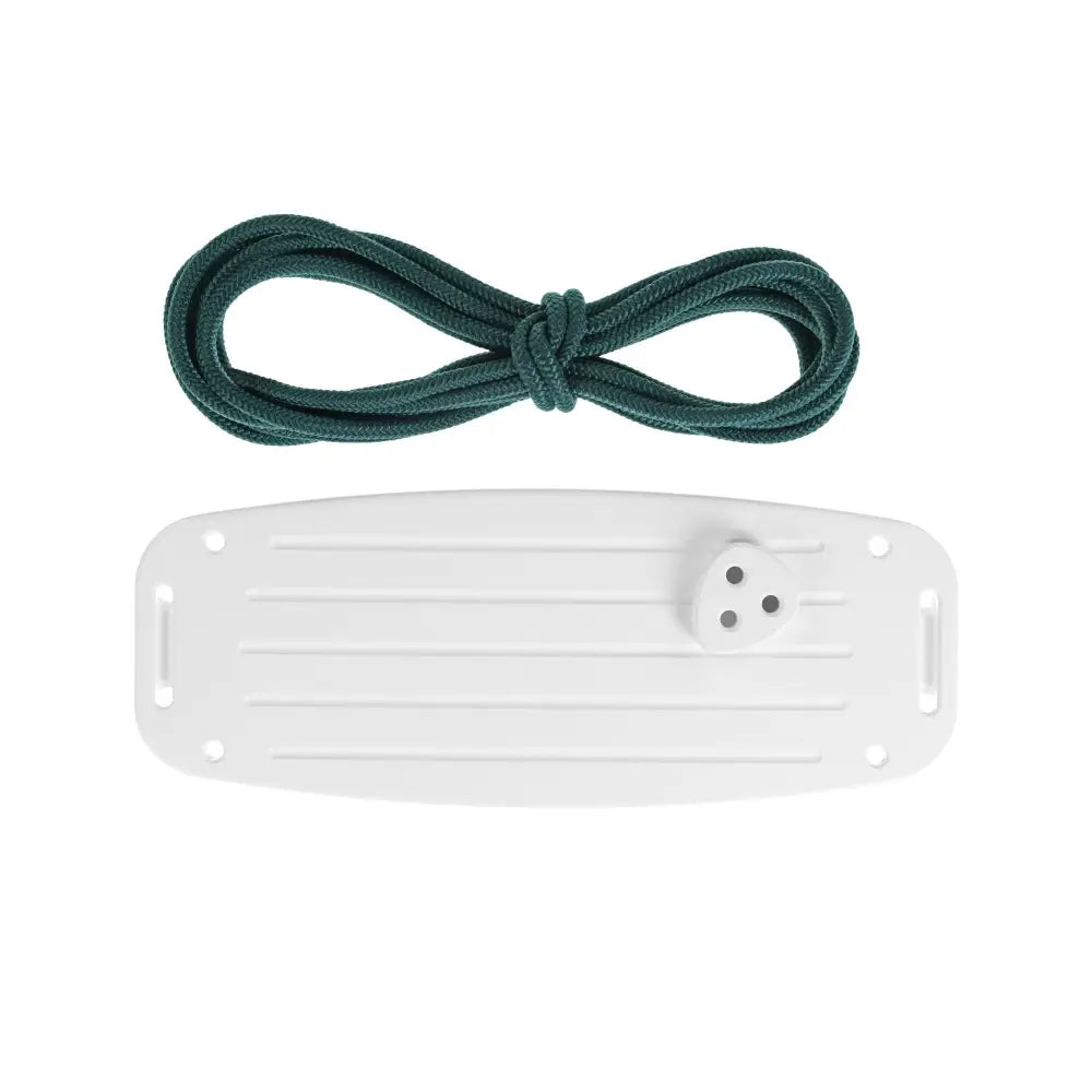 White plastic mounting plate with three-hole connector and dark green braided cord from classic birch green product