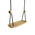 Kevyt tammi puinen keinu mustilla köysillä ja pyöreillä puutappeilla classic oak black -tuoteessa