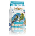 Cunipic premium budgies undulaatille 3kg pakkaus jossa vihreät ja siniset undulaatit ja linturuokaa