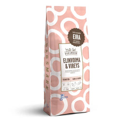 Pinkki ja valkoinen kuvioitu dagsmark eira koiranruokapussi pienille ja keskisuurille roduille, vehnätön kana-kaura 2 kg