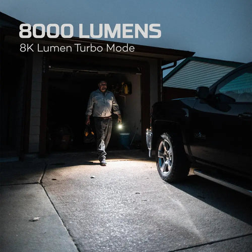 Davinci 8000 tehokas kirkas valkoinen taskulamppu, joka tuottaa 8000 lumenia turbo-tilassa