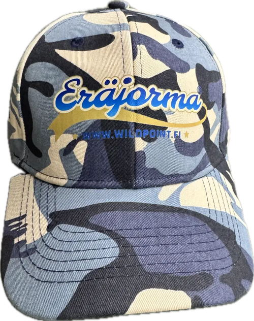 Eräjorma Camo Baseball-lippis sinisellä maastokuviolla