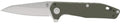 Olive green handle gerber fastball folding knife with silver blade and logo on blade spine for outdoor use