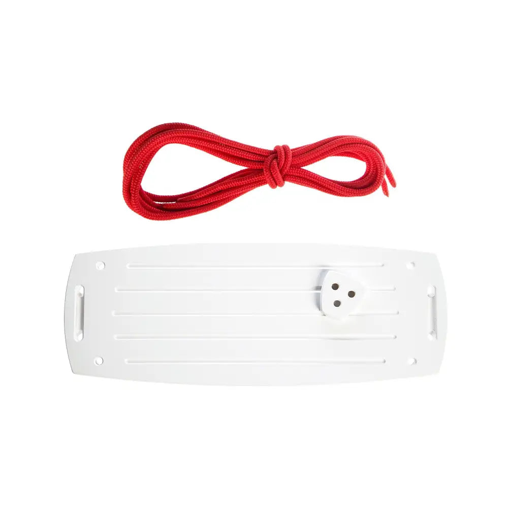 White plastic wakeboard leash attachment with red braided cord in grand birch red model