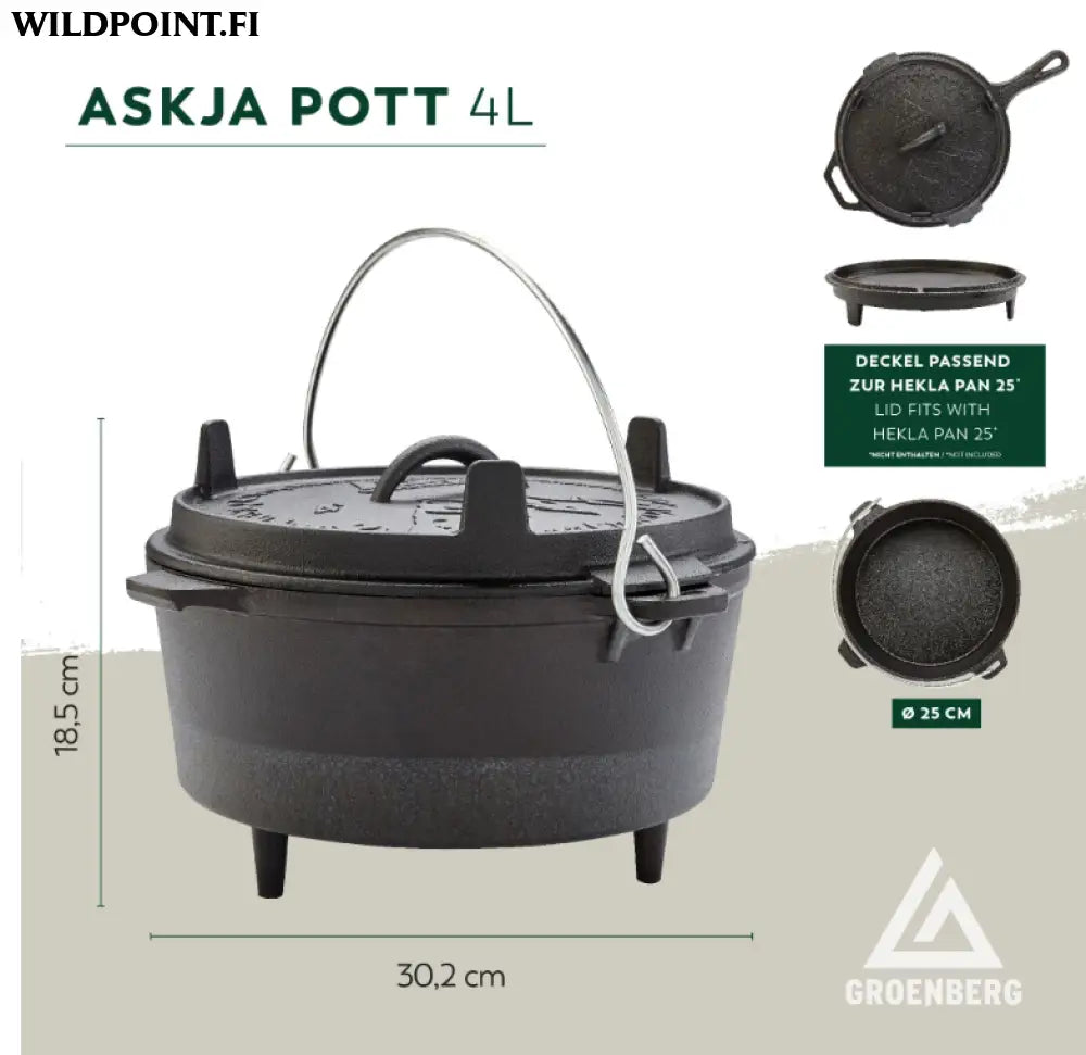 Groenberg askja valurautapata 4 l ø25 cm