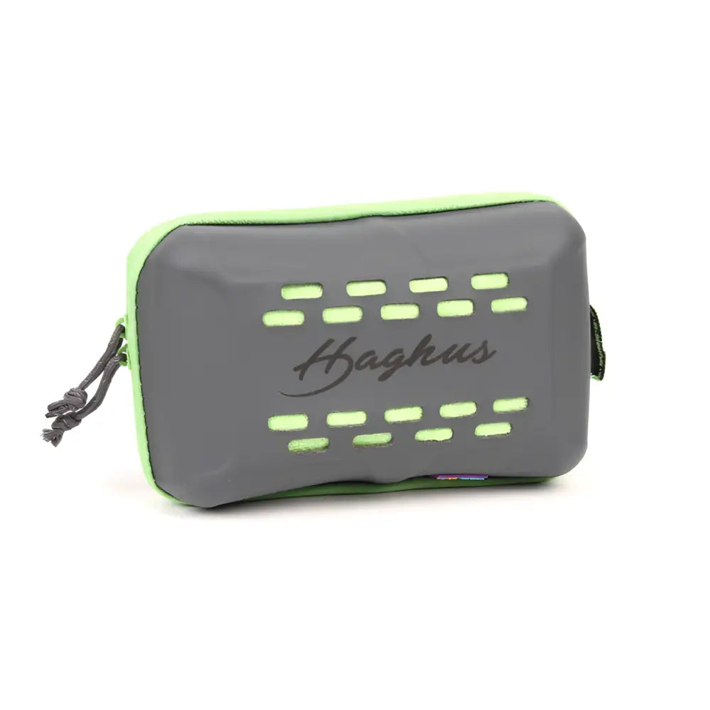 Gray and neon green haghus retkipyyhe M 50x100cm compact travel towel with perforated ventilation slots