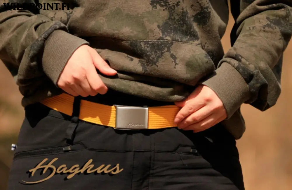 Haghus retkivyöt 120cm kolme väriä — haghus retkivyö 120cm sinappi