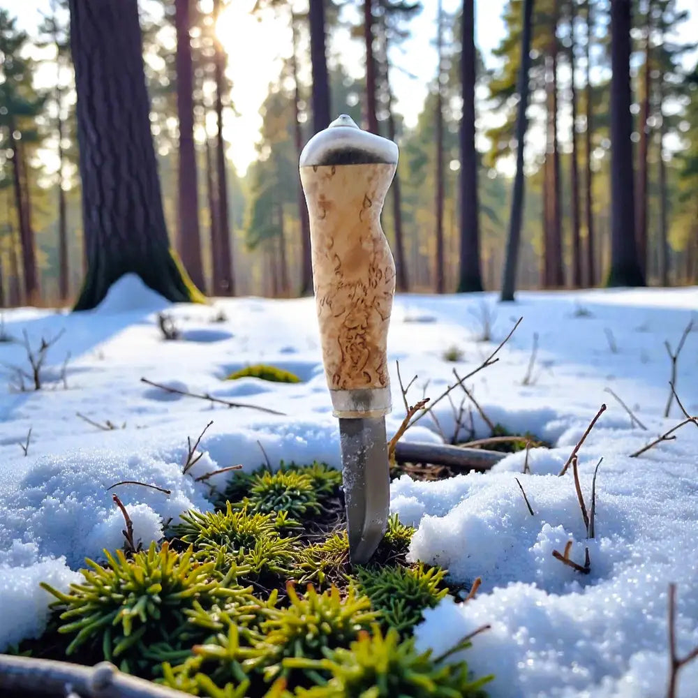 Handmade finnish puukko knife - curly birch - eco - wildpoint outdoors retkeilyvarusteet verkkokaupasta 84 €