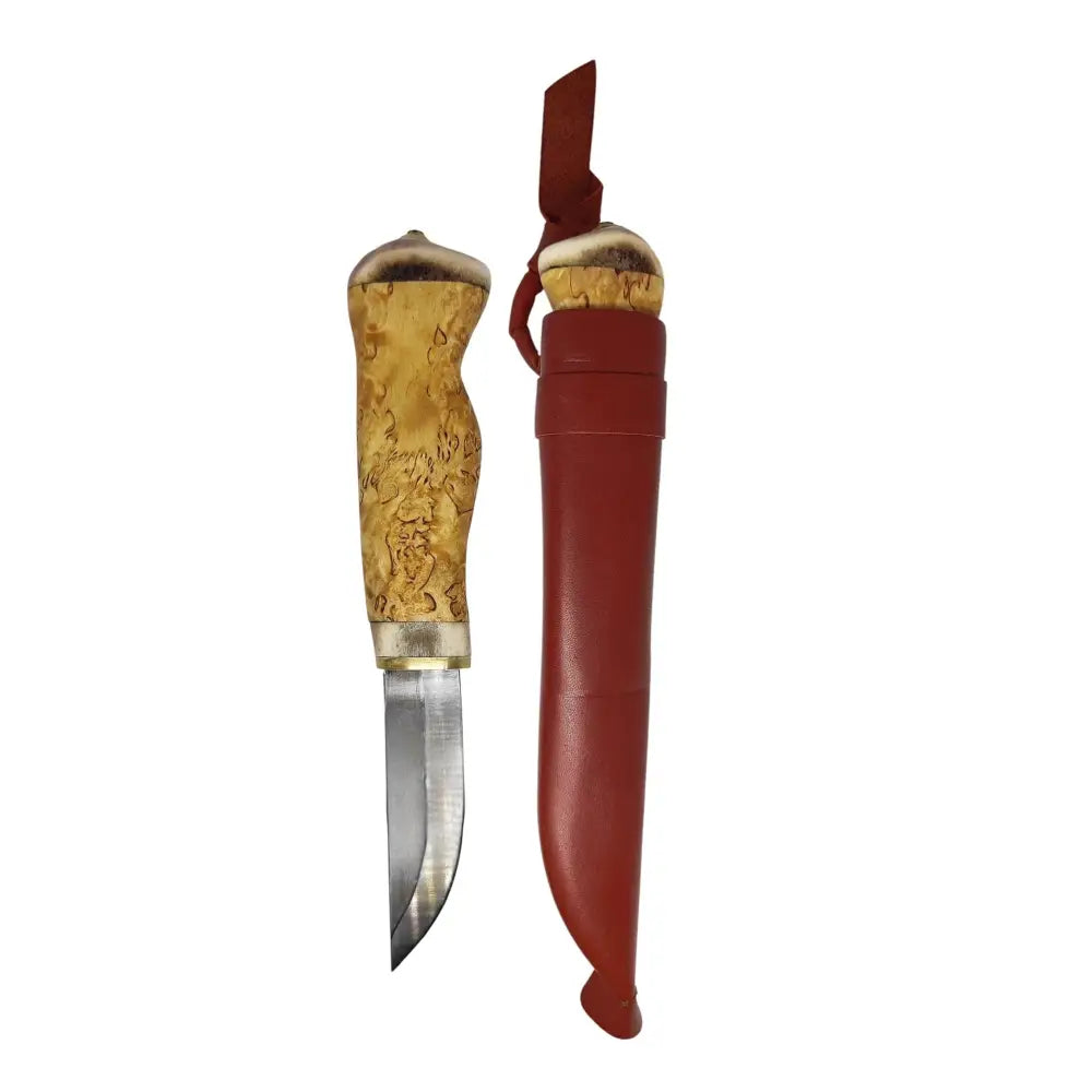 Handmade finnish puukko knife - curly birch - eco - wildpoint outdoors retkeilyvarusteet verkkokaupasta 84 €