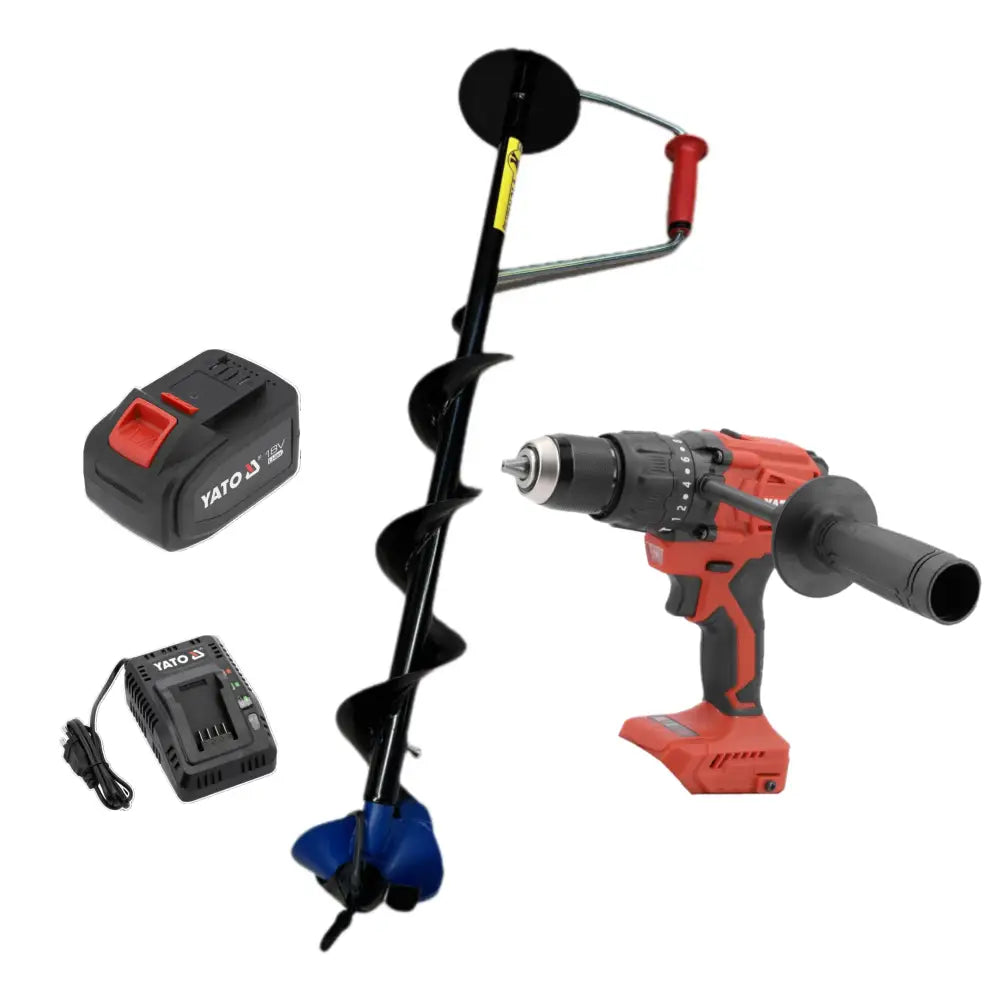 Heinola lady 80cm jääkairapaketti yato 120nm 6ah akkuporakoneella - 4.5’’/115mm - auger jääpora akkuporakoneella