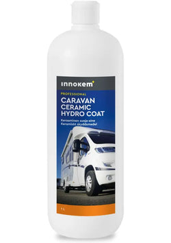 White plastic bottle of innokem professional caravan ceramic hydro coat 1l for durable vehicle protection