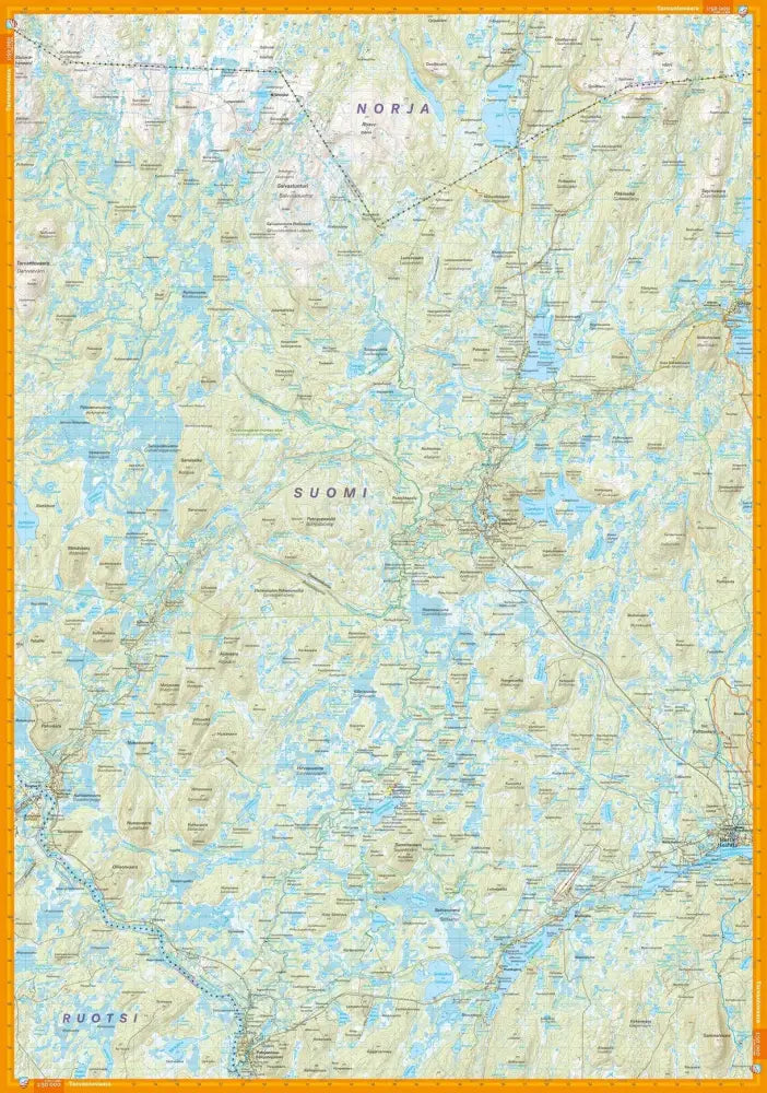 Karta kaartta kaaresuvanto tarvantovaara lätäseno 1 50 000 norsunluunvärinen topografinen kartta rajaseudusta suomi norja
