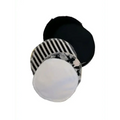 Kolme kestoliivinsuojaparia erilaisilla kuoseilla mustavalkoinen raitakuosi, musta ja valkoinen, uudelleenkäytettävä kangas