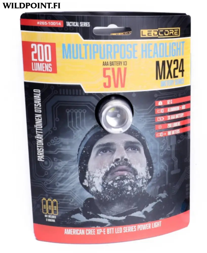 Ledcore mx24 5w paristokäyttöinen otsavalo