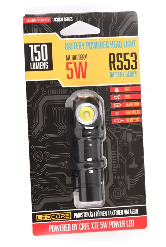 Ledcore rs53 5w paristokäyttöinen otsavalo - wildpoint retkeilyvarusteet verkkokaupasta 16,90 €