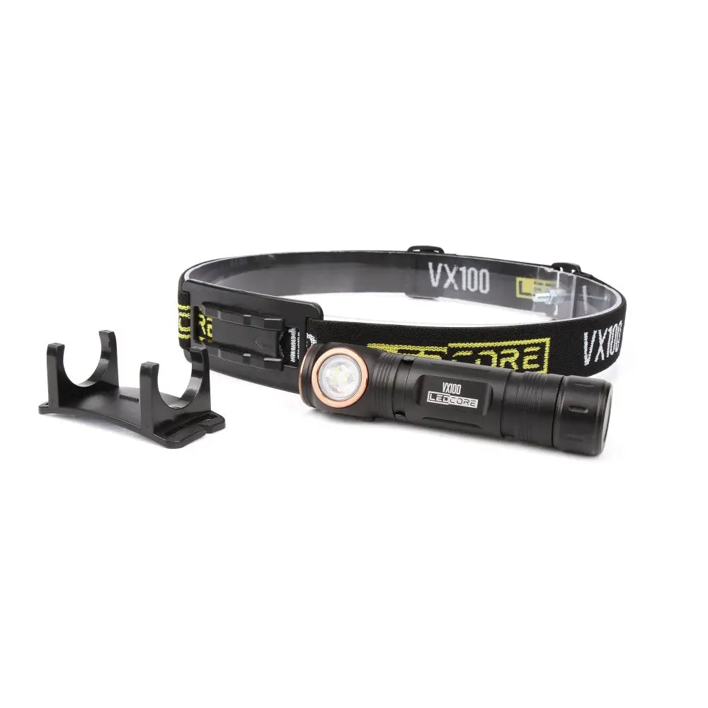 Ladattava ledcore vx100 otsavalaisin 1000lm musta kuparilinssillä ja säädettävällä remmillä