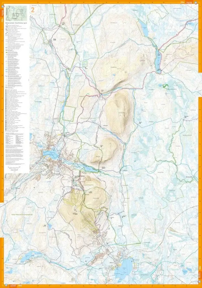 Levi ylläs ja aakenus 1 25 000 yksityiskohtainen topografinen kartta beigen ja vaaleansinisen maaston kera