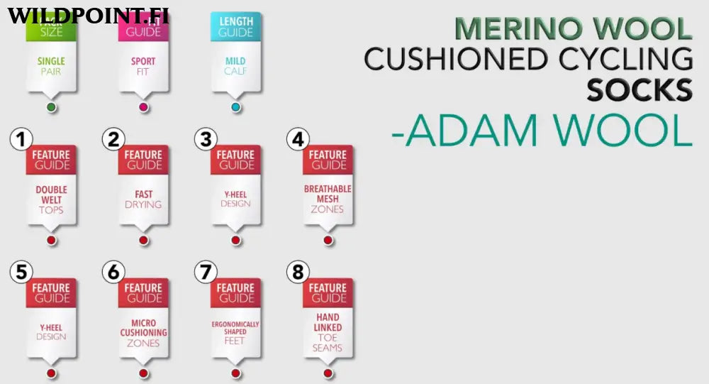 Norfolk adam merinovilla pyöräilysukat 2pr