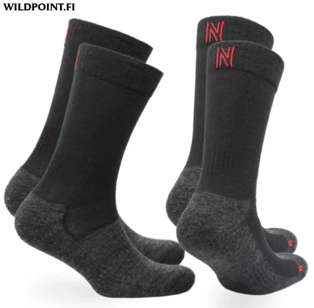 Norfolk leonardo junior merinovillainen lasten urheilusukka 2pr musta - 23-26