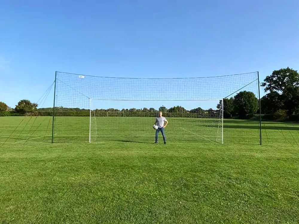 Vihreä open goaaal football goal 3-in-1 trainer jalkapallomaali valkoisilla tolppilla ja verkolla säädösten mukainen