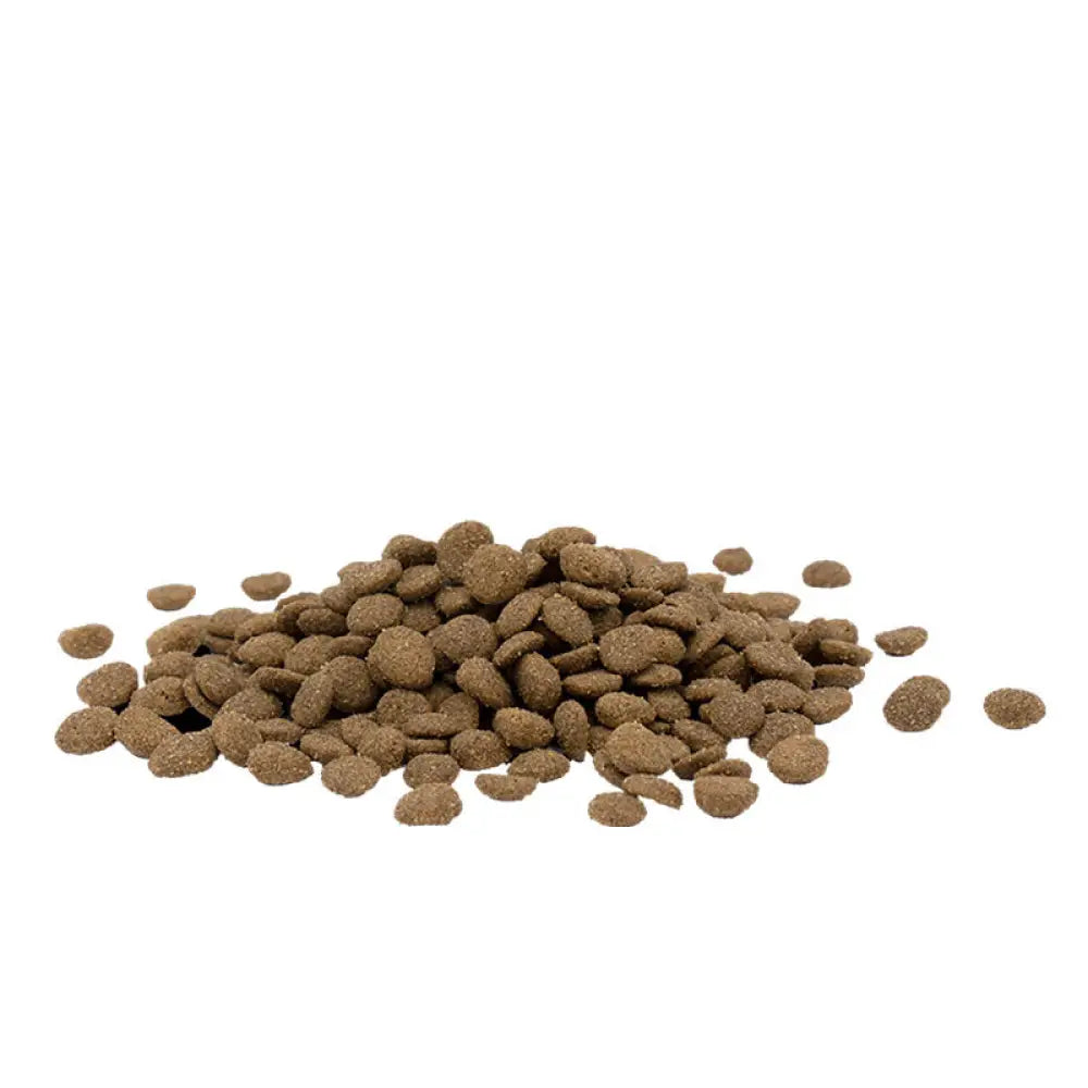 Ruskeat, pyöreät kibble-pelletit opti life cat sterilised light viljaton kana -kissanruoka varten