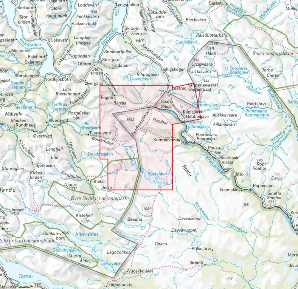 Yksityiskohtainen topografinen kartta pältsa treriksröset kilpisjärvi 1 50 000/1 25 000 alueen kansallispuistoista ja maantieteellisistä piirteistä