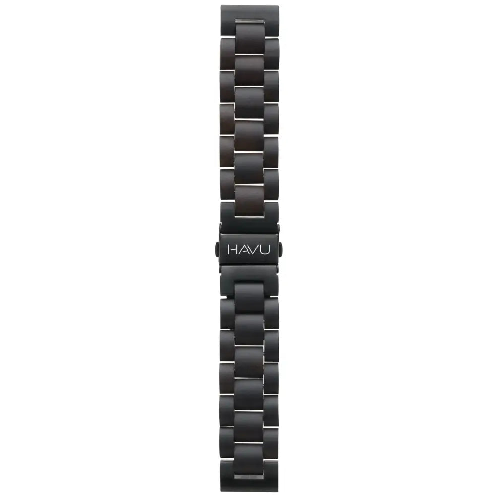 Mustan eebenpuun puinen ranneke mattapintaisilla metallilinkeillä 18mm 20mm 22mm koolle