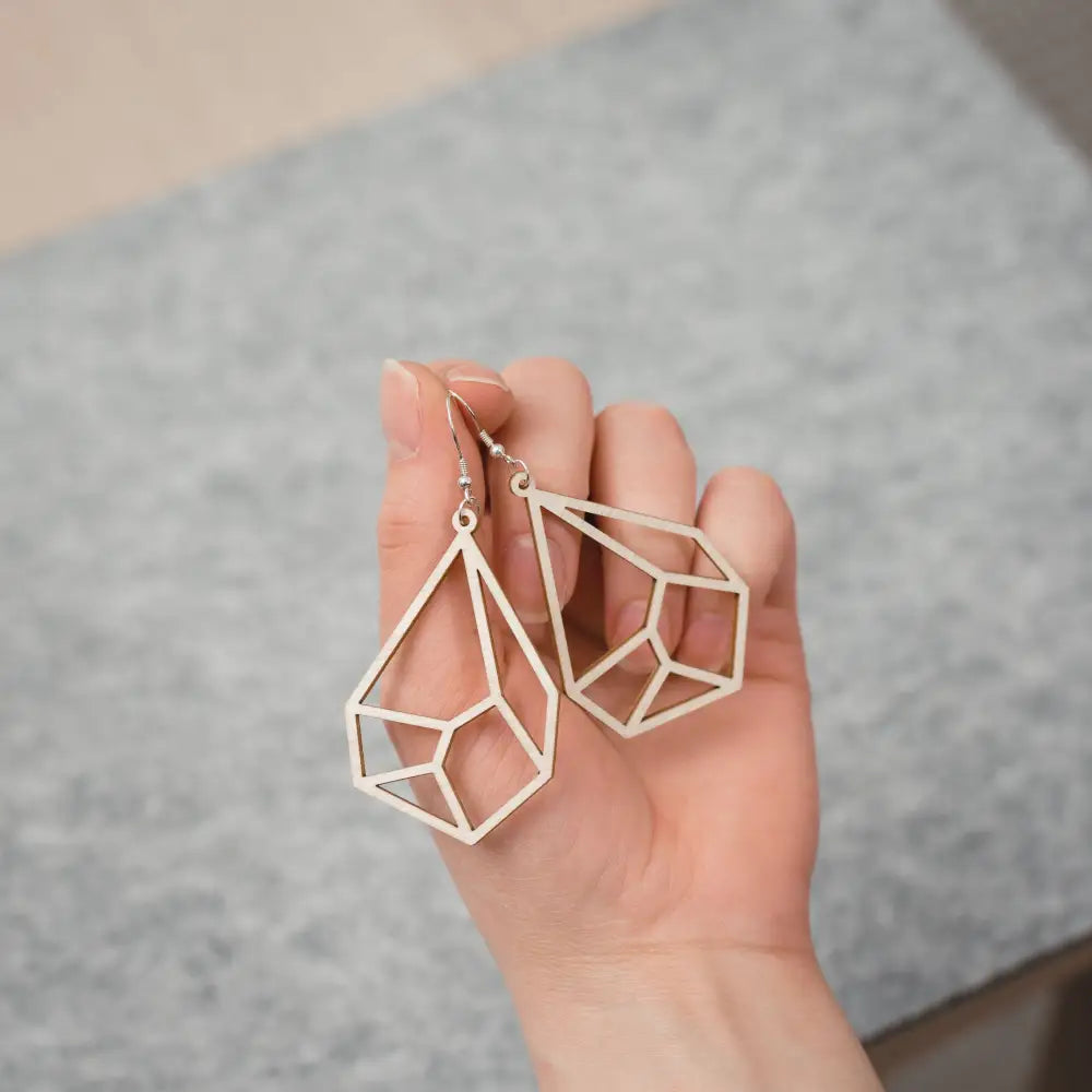 Puiset korvakorut lähde hopeiset geometriset riipukset minimalistisella leikatulla kristallikuvioinnilla