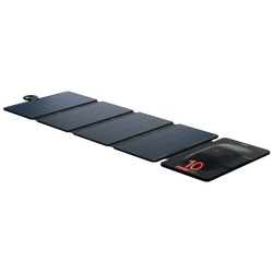 Musta taitettava pwr solarpanel 10 watin aurinkopaneeli tyylikkäällä ja segmentoidulla designilla ja punaisella 10 merkinnällä