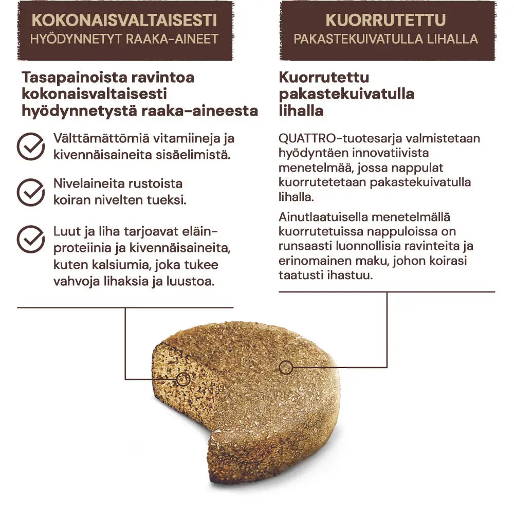 Quattro dog small breed adult with lamb - koiranruoka viljaton mono protein koirille retkeilyvarusteet verkkokaupasta