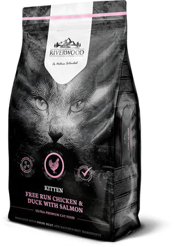 Riverwood cat kitten kana ankka ja lohi 6kg musta ja pinkki ultra premium kissanruoka vapaina kasvatettu kana ankan ja lohen kera