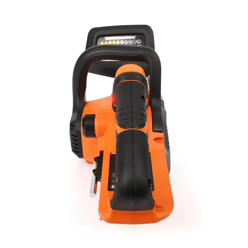 Robota dc-csa18v akkuketjusaha runko oranssi ja musta johdoton ketjusaha teksturoiduilla kahvoilla