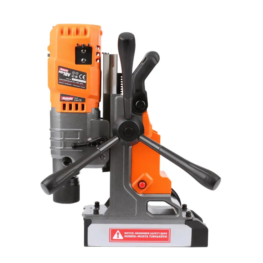 Robota dc-md18v akkumagneettiporakone oranssi ja harmaa magneettiporan runko mustilla kahvoilla