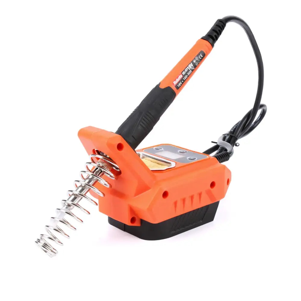 Robota dc-st18v akkujuotosasema oranssi ja musta sähköinen juotin metallisella kierretetyllä kärjellä