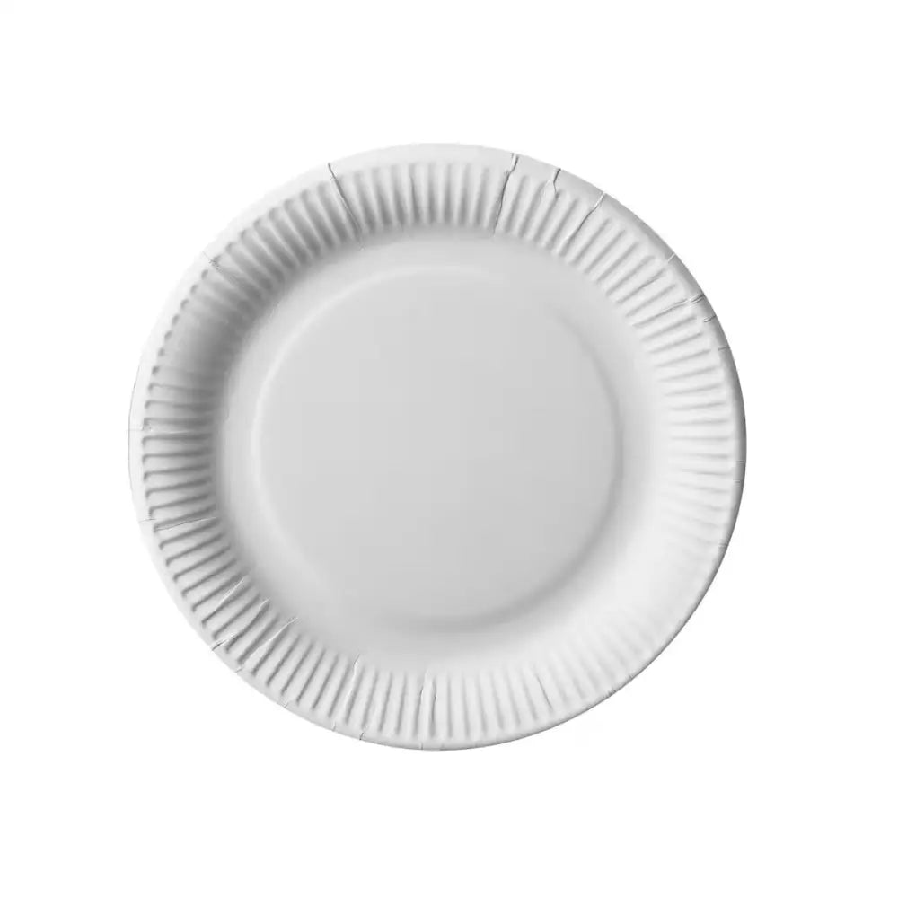 Valkoinen kakkulautanen 15 cm 100 kpl ribbin reunalla rosa kakkulautanen