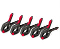 Set of five black and red plastic vapapuristimet clamps with ergonomic handles 175mm by scandinavian tackle