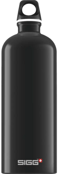 Sigg traveller black 1,0 l musta matta vesipullo hopeanvärisellä kannella